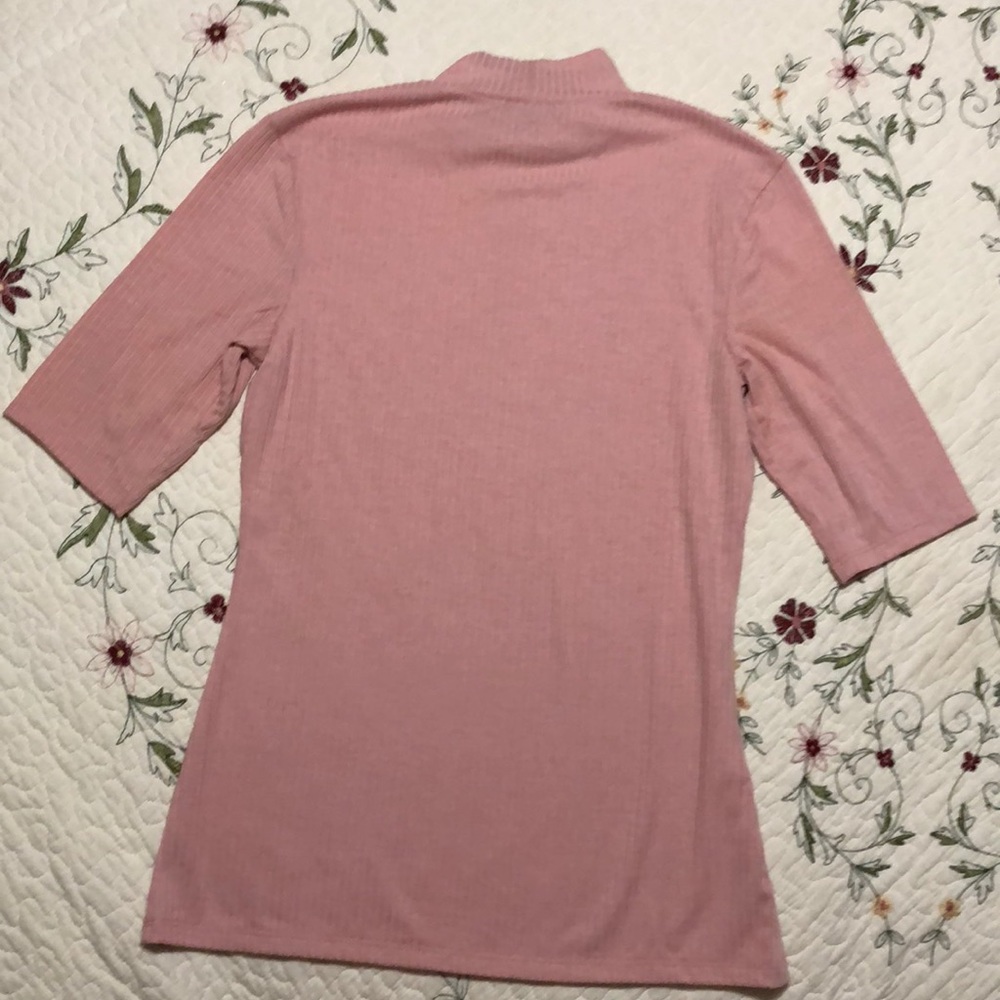 Pink No Comment Ribbed Mock Turtleneck - Picture 3 of 3